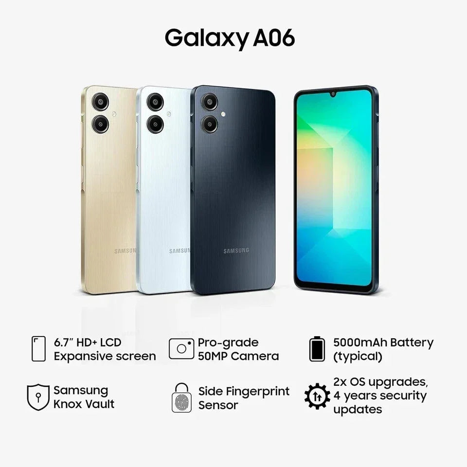 Samsung Galaxy A06 5G, Android Smartphone, Dual SIM Mobile Phone, 4GB RAM, 128GB Storage, Black